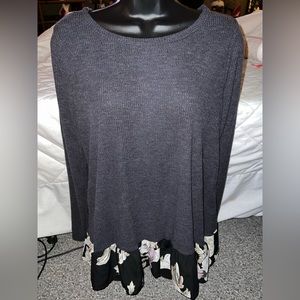 Oddy Brand New Waffle Knit Floral Tunic Top